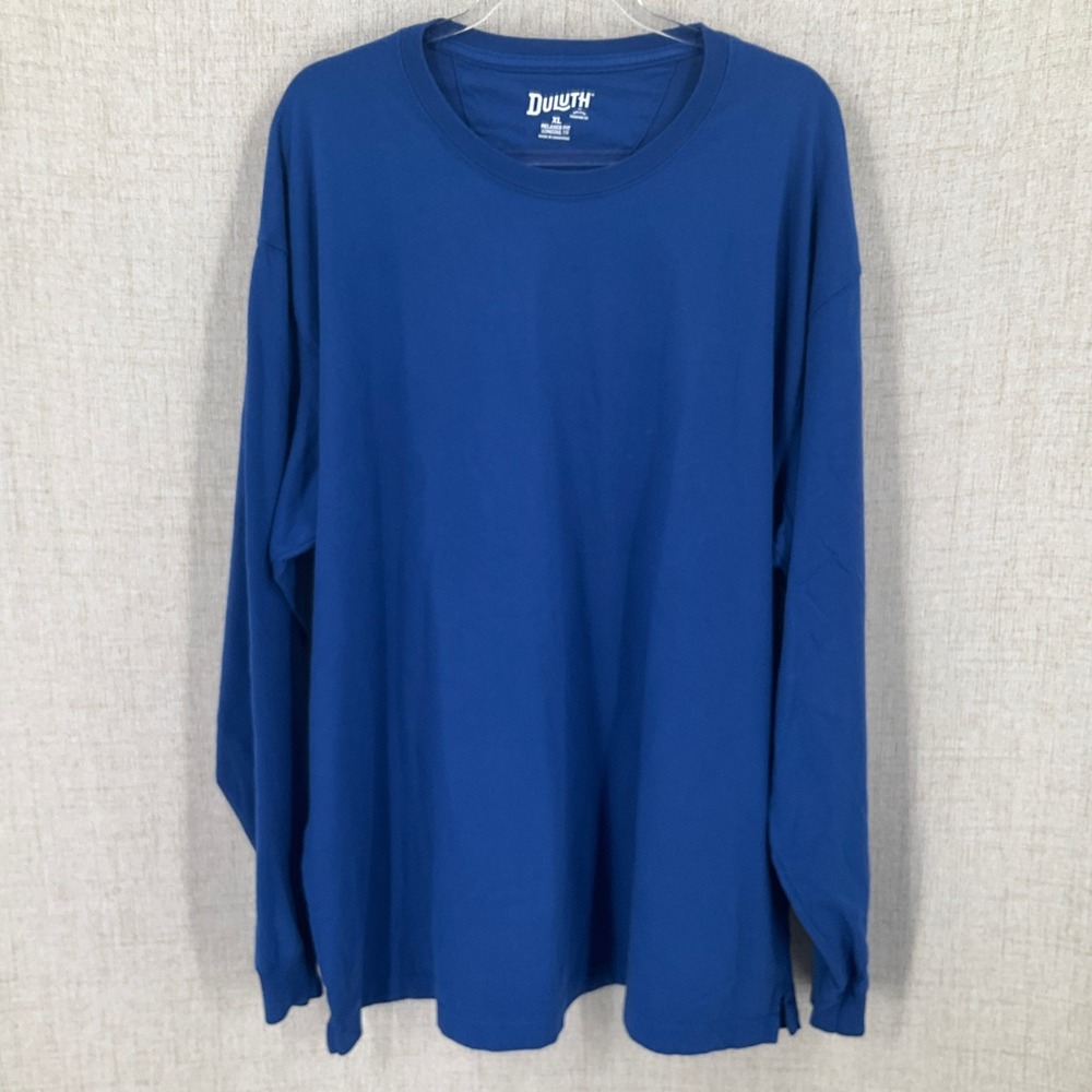 Duluth Longtail T-Shirt Mens XL Blue Cotton Relaxed Fit Long Sleeve Classic Tee